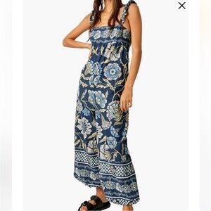 Free People Bali Albright Jumpsuit in Navy Combo S NWOT